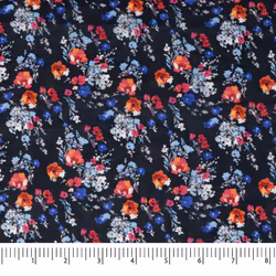 Singer Voile Print Fabric  100% Cotton Precut  54 Inches Width  Cotton Lawn  Navy Floral  2 Yard pre Cut