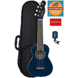 Fender Grace Vanderwaal Moonlight Soprano Ukulele Bundle with Hard Case  Tuner  Strap  Fender Play Online Lessons  and Austin Bazaar Instructional DVD