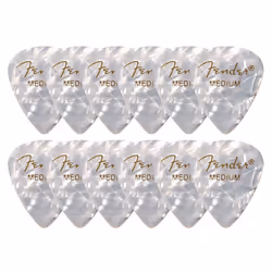 Fender Premium Celluloid 351 Shape Picks  Medium  White Moto - 12 Pack