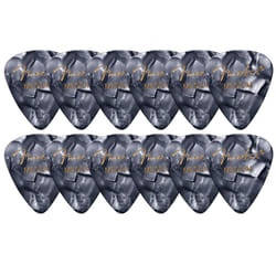 Fender Premium Celluloid 351 Shape Picks  Medium  Black Moto - 12 Pack