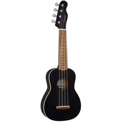 Fender Venice Soprano Ukulele - Black Bundle with Gig Bag  Tuner  and Austin Bazaar Instructional DVD