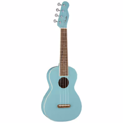 Fender Monterey Concert Ukulele - Daphne Blue Bundle with Gig Bag  Tuner  and Austin Bazaar Instructional DVD