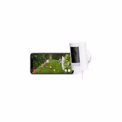 Ring Outdoor Camera Plug In Stick Up Cam HD Security Camera White