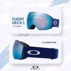 Oakley Flight Deck L OO7050 Navy w/Prizm Sapphire Ski Goggles For Men For Women + BUNDLE with Designer iWear Eyewear Kit