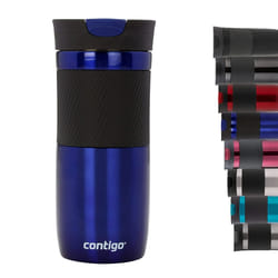 Byron Snapseal Travel Mug, Stainless Steel Thermal vacuum flask, leakproof tumbler, coffee mug with BPA free Easy-Clean Lid, 470 ml, Deep Blue