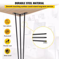 VEVOR Hairpin Table Legs 34" Black Set of 4 Desk Legs