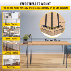 VEVOR Hairpin Table Legs 34" Black Set of 4 Desk Legs - Additional view 5