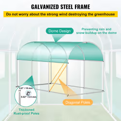 VEVOR Walk-in Tunnel Greenhouse Galvanized Frame & Waterproof Cover 10x7x7 ft