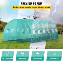 VEVOR Walk-in Tunnel Greenhouse Galvanized Frame & Waterproof Cover 20x10x7 ft