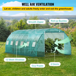 VEVOR Walk-in Tunnel Greenhouse Galvanized Frame & Waterproof Cover 20x10x7 ft - Additional view 4