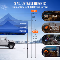 VEVOR 10 x 10 FT Pop Up Canopy Tent, Outdoor Patio Gazebo Tent with Removable Sidewalls and Wheeled Bag, UV Resistant Waterproof Instant Gazebo