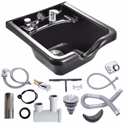 VEVOR Shampoo Bowl Hair Sink for Salons, Black Hairdresser Basin, ABS Plastic Spa Hair Washing Wash Sink, Hair Backwash Basin ...