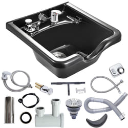 VEVOR Shampoo Bowl Hair Sink for Salons, Black Hairdresser Basin, ABS Plastic Spa Hair Washing Wash Sink, Hair Backwash Basin Beauty Salon Equipment f