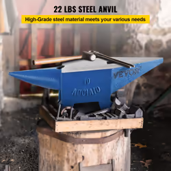 VEVOR Single Horn Anvil  22Lbs Steel Anvil Blacksmith for Sale Forge Steel Tools with Round and Square Hole and Equipment Anvil  Rugged Blacksmith Jew