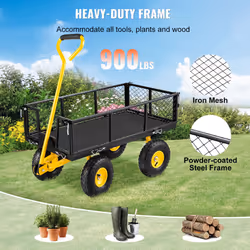 VEVOR Steel Garden Cart, Heavy Duty 900 lbs Capacity