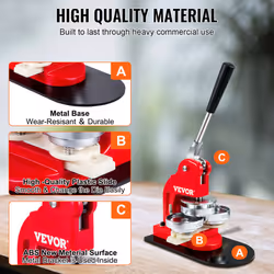 VEVOR Button Maker Machine, 75 mm (3 inch) Badge Punch Press Kit, Children DIY Gifts Pin Maker