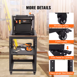 Planer Stand, 100 lbs/ 45 kg heavy loads, Three-Gear Height Adjustable thickness planer table,with 4 Stable Casters & Storage Space, for most planers, - Additional view 5