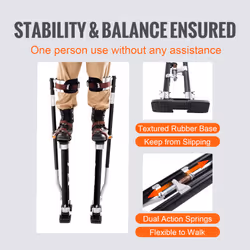 VEVOR Drywall Stilts Aluminum Tool Stilts 24''-40'' Adjustable Painting Black - Additional view 4