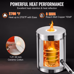 VEVOR Propane Melting Furnace Kit, 6KG Large Capacity Foundry Home Kilns, Blacksmithing Forge with Crucible & Tongs Kiln, Stainless Steel Smelter