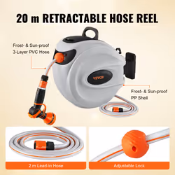 VEVOR Retractable Hose Reel Water Hose Reel 65.6'x1/2" 180 Swivel Wall-Mounted - Additional view 5