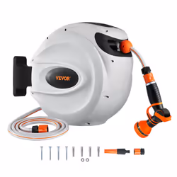 VEVOR Retractable Hose Reel Water Hose Reel 65.6'x1/2" 180 Swivel Wall-Mounted - Additional view 7