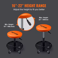 VEVOR Mechanic Stool, 250 LBS Rolling Pneumatic Creeper Garage/Shop Seat, Adjustable Height 16-22 inch in Padded Rolling Workshop Stool with Tool Tray