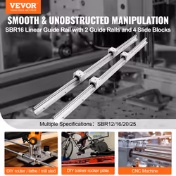 VEVOR Linear Rail Slide SBR16-800mm 2 PCS and 4 PCS SBR16UU Slide Blocks Linear Guide Rail and Bearings Kit for Automated Machines DIY Project CNC Rou