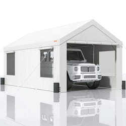 Carport, Heavy Duty 10x20ft Car Canopy, Outdoor Garage Shelter with Removable Sidewalls, Roll-up Ventilated Windows & Doors, UV Resistant Waterproof