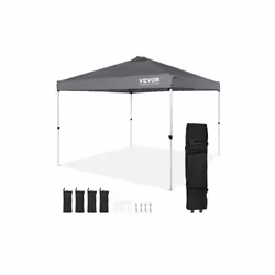 Vevor DCSTPS10X10FTASXAV0 10 x 10 ft. Pop up Canopy Tent with Storage Bag 250D PU Silver Coated Tarp Waterproof & Sun Shelter ...