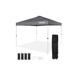 Vevor DCSTPS10X10FTASXAV0 10 x 10 ft. Pop up Canopy Tent with Storage Bag 250D PU Silver Coated Tarp Waterproof & Sun Shelter, Dark Gray