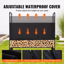 VEVOR 4.3FT Outdoor Firewood Rack with Cover Firewood Holder 52" x 14.2" x 46.1"
