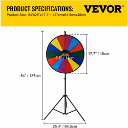 VEVOR 18 inch Spinning Prize Wheel  14 Slots Tabletop Spinner  Heavy D