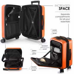 TRAVELARIM 22 Inch Carry On Luggage 22x14x9 Airline Approved  Carry On Suitcase with Wheels  Hard-shell Carry-on Luggage  Orange Small Suitcase  Hards