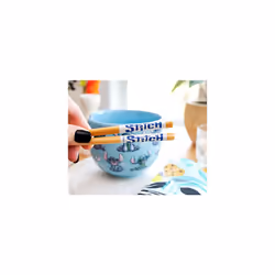 Lilo & Stitch Japanese Ceramic Dinnerware Set | Includes 20-Ounce Ramen Noodle Bowl and Wooden Chopsticks