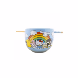Hello Kitty 888037 Hello Kitty & Friends Rainbow Skies Ramen Bowl with Chopsticks