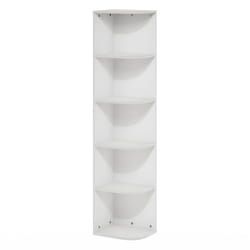 Furinno Pasir 5-Tier Corner Open Shelf Bookcase, White