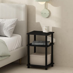 Furinno Just 3-Tier Turn-N-Tube Open Storage Nightstand  2-Pack  Plastic Poles  Americano/Black