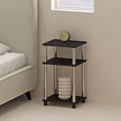 Furinno Just 3-Tier Turn-N-Tube Open Storage Nightstand 2-Pack Americano Stainless Steel Tubes