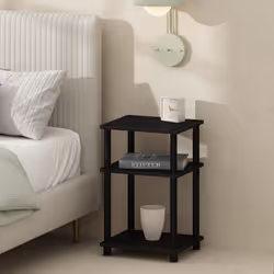 Furinno Just 3-Tier Turn-N-Tube Open Storage Nightstand 1-Pack Plastic Poles Americano/Black