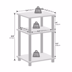Furinno Just 3-Tier Turn-N-Tube Open Storage Nightstand  1-Pack  Plastic Poles  Columbia Walnut/Black