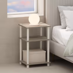 Furinno Just 3-Tier Turn-N-Tube Open Storage Nightstand 1-Pack Plastic Poles Sonoma Oak/White