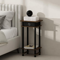 Furinno Turn-N-Tube Tall Nightstand with Bin  2-Pack  Plastic Poles  Amber Pine/Black