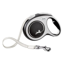 FLEXI New Comfort Retractable Dog Leash (Tape)  Ergonomic  Durable and Tangle Free Pet Walking Leash for Dogs Up to 132 lbs  16 ft  Large  Black/Grey