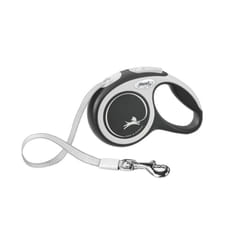 FLEXI New Comfort Retractable Dog Leash (Tape)  Ergonomic  Durable and Tangle Free Pet Walking Leash for Dogs Up to 33 lbs  16 ft  Small  Grey/Black