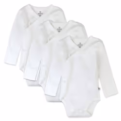 HonestBaby 3-Pack Organic Cotton Long Sleeve Side-Snap Kimono Bodysuits  Honestly Pure White  3 Months