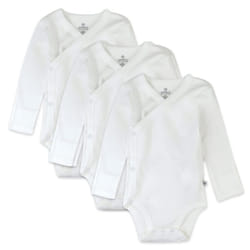 HonestBaby 3-Pack Organic Cotton Long Sleeve Side-Snap Kimono Bodysuits  Honestly Pure White  3 Months