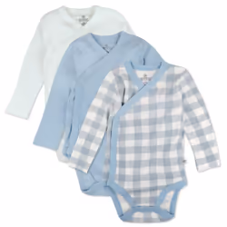 HonestBaby girls 3-Pack Long Sleeve Side-Snap Kimono Bodysuits Organic Cotton for Infant Baby Girls Green 0-3 Months