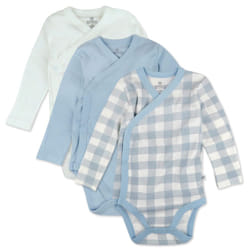 HonestBaby girls 3-Pack Long Sleeve Side-Snap Kimono Bodysuits Organic Cotton for Infant Baby Girls  Green  0-3 Months