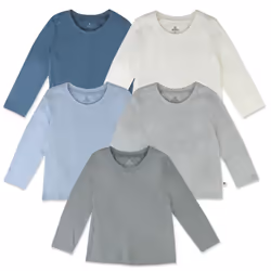 HonestBaby Multipack Long Sleeve T-Shirts Tee 100% Organic Cotton Infant Baby  Toddler  Little Kids  Girls  Unisex  Prep Scho ...