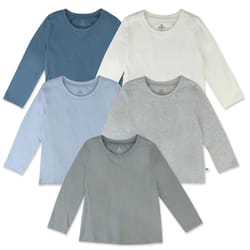 HonestBaby Multipack Long Sleeve T-Shirts Tee 100% Organic Cotton Infant Baby  Toddler  Little Kids  Girls  Unisex  Prep School Rebel Boy